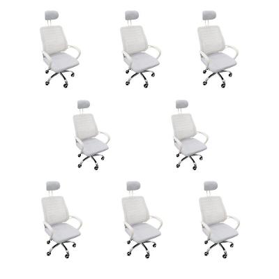 Kit 8 Cadeiras Escritório Diretor Tela Mesh Com Encosto De Cabeça Branco