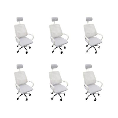 Kit 6 Cadeiras Escritório Diretor Tela Mesh Com Encosto De Cabeça Branco