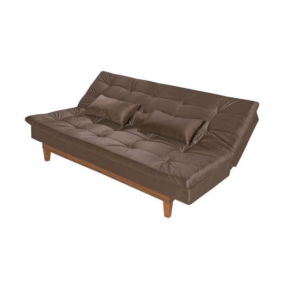 Sofá Cama Versátil Pés De Madeira Marrom 379 - 4