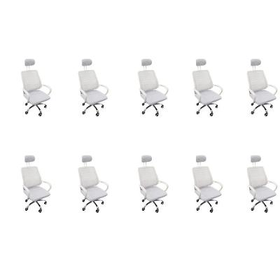 Kit 10 Cadeiras Escritório Diretor Tela Mesh Com Encosto De Cabeça Branco
