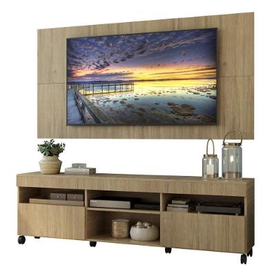 Rack com Painel e Suporte Tv 65 Rodízios e 2 Portas Rustic