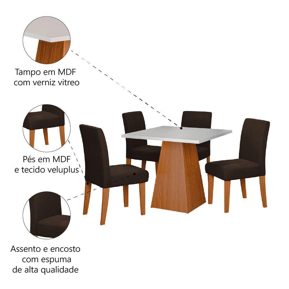 Conjunto Sala De Jantar Mesa Trento Quadrada 4 Cadeiras Trieste Dobuê Madeirado/chocolate - 5
