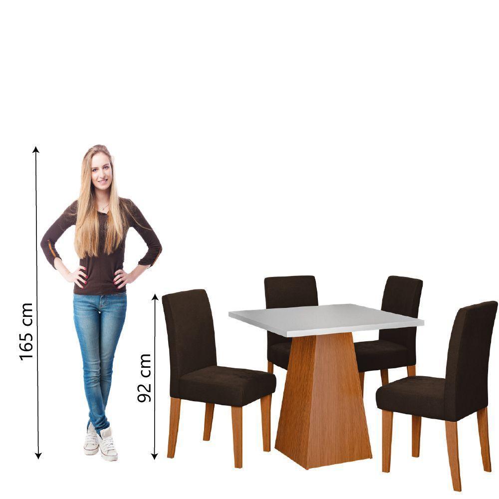Conjunto Sala De Jantar Mesa Trento Quadrada 4 Cadeiras Trieste Dobuê Madeirado/chocolate - 6