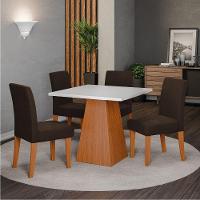 Conjunto Sala De Jantar Mesa Trento Quadrada 4 Cadeiras Trieste Dobuê Madeirado/chocolate - 2