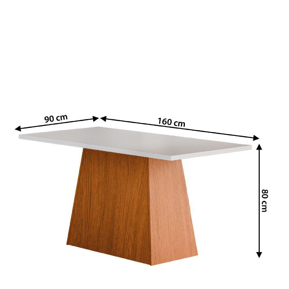 Conjunto Sala De Jantar Mesa 1,60m Trento 6 Cadeiras Trieste Dobuê Madeirado / Bege - 3