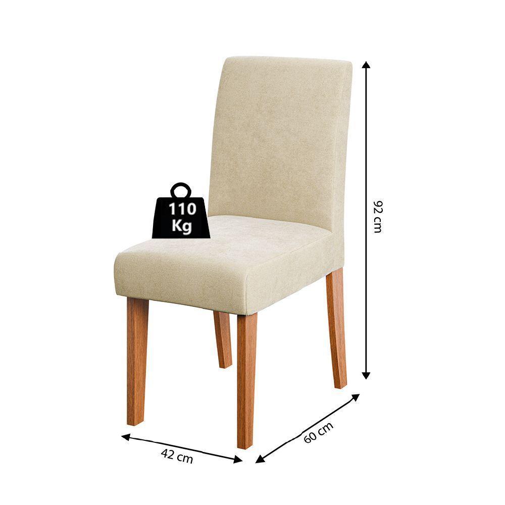 Conjunto Sala De Jantar Mesa 1,60m Trento 6 Cadeiras Trieste Dobuê Madeirado / Bege - 4