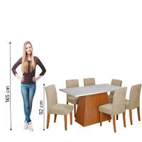 Conjunto Sala De Jantar Mesa 1,60m Trento 6 Cadeiras Trieste Dobuê Madeirado / Bege - 6