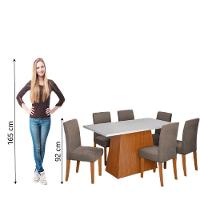 Conjunto Sala De Jantar Mesa 1,60m Trento 6 Cadeiras Trieste Dobuê Madeirado/mascavo - 6