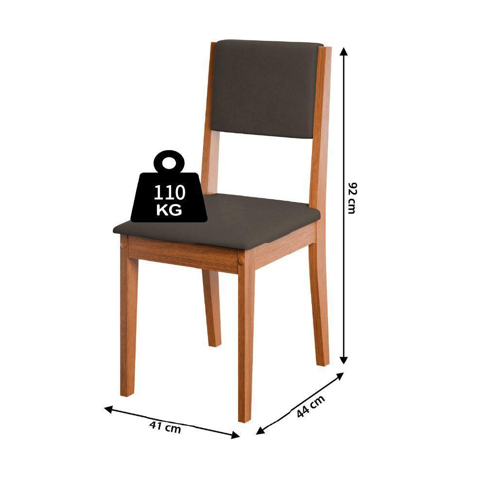 Conjunto Sala De Jantar Mesa 1,60m 6 Cadeiras Trento Dobuê Madeirado / Castor - 4