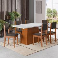 Conjunto Sala De Jantar Mesa 1,60m 6 Cadeiras Trento Dobuê Madeirado / Castor - 2