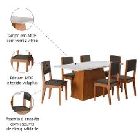 Conjunto Sala De Jantar Mesa 1,60m 6 Cadeiras Trento Dobuê Madeirado / Castor - 5