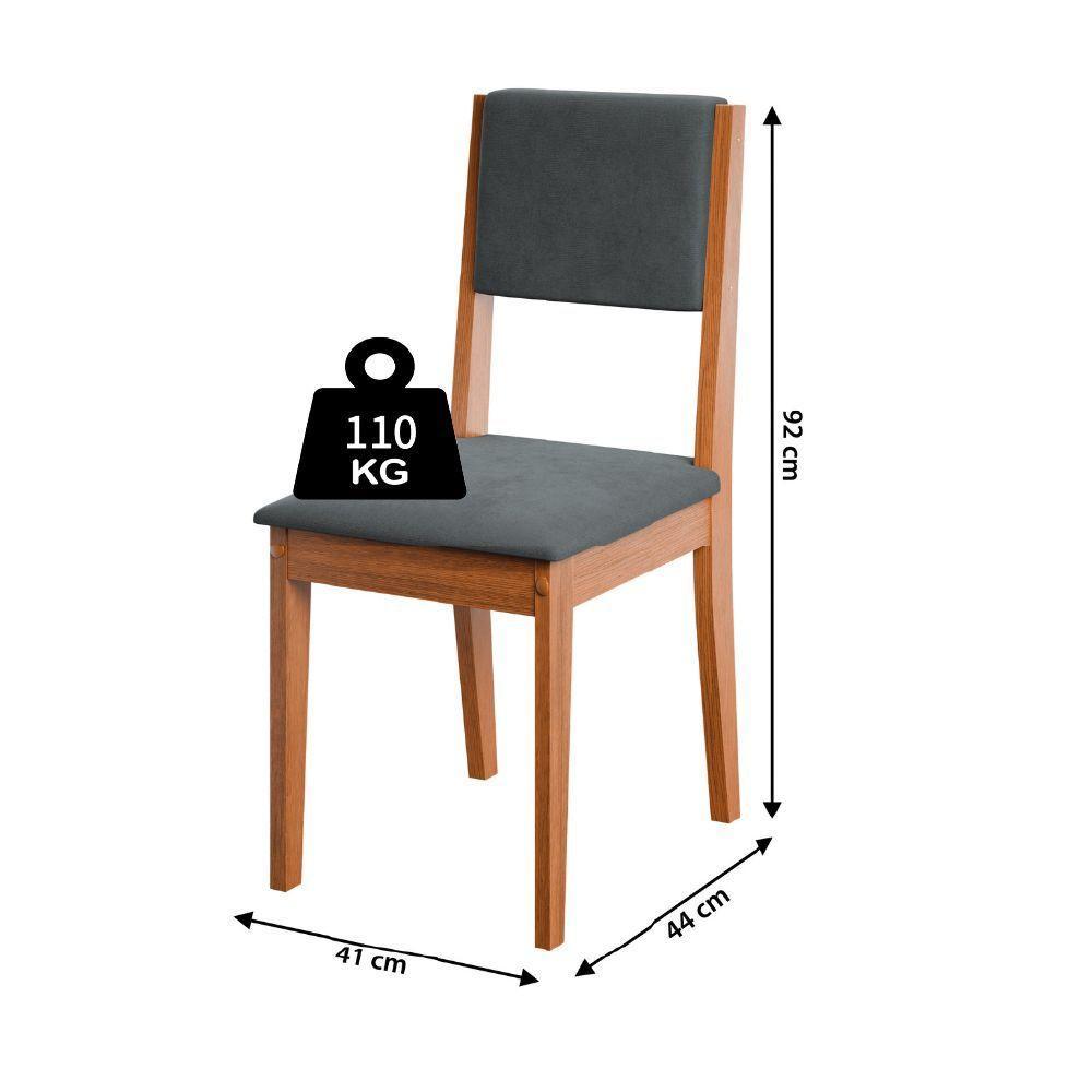 Conjunto Sala De Jantar Mesa 1,60m 6 Cadeiras Trento Dobuê Madeirado/grafite - 4