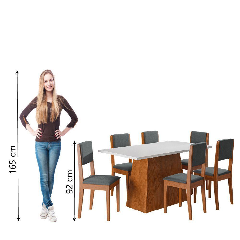 Conjunto Sala De Jantar Mesa 1,60m 6 Cadeiras Trento Dobuê Madeirado/grafite - 6