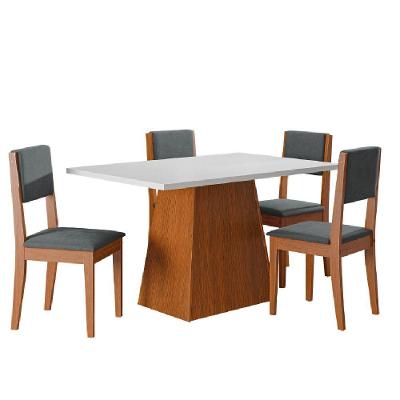 Conjunto Sala De Jantar Mesa 1,36m 4 Cadeiras Trento Dobuê Madeirado/grafite