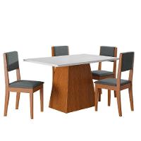 Conjunto Sala De Jantar Mesa 1,36m 4 Cadeiras Trento Dobuê Madeirado/grafite - 1