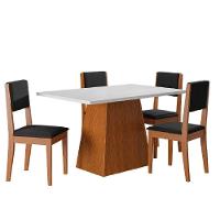 Conjunto Sala De Jantar Mesa 1,36m 4 Cadeiras Trento Dobuê Madeirado / Preto - 1
