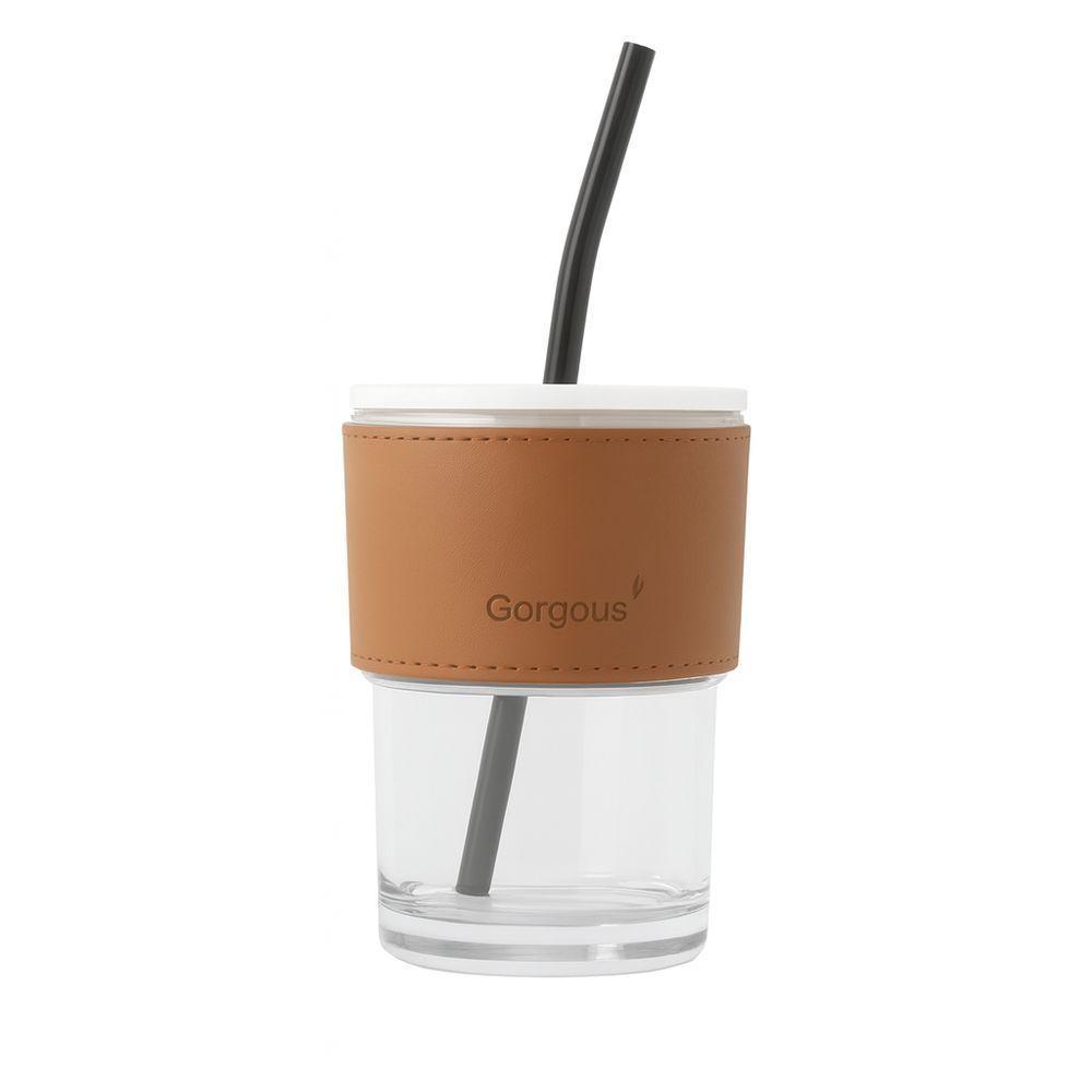 Copo De Vidro Branco Com Tampa E Canudo Reutilizável 450ml – Vedação Segura E Design Moderno - 1