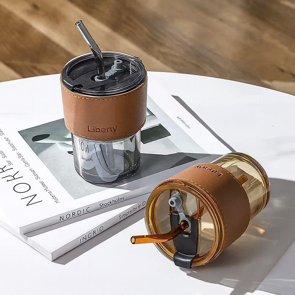 Copo De Vidro Branco Com Tampa E Canudo Reutilizável 450ml – Vedação Segura E Design Moderno - 6