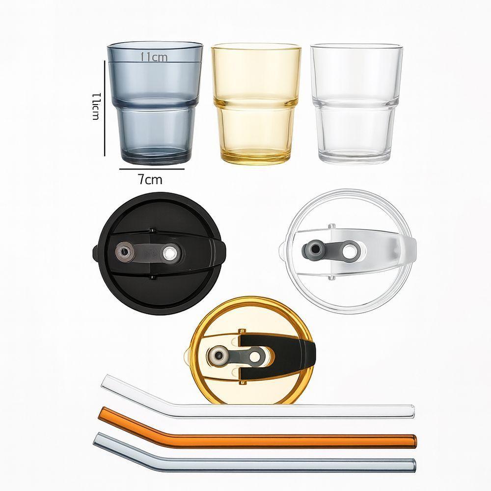 Copo De Vidro Branco Com Tampa E Canudo Reutilizável 450ml – Vedação Segura E Design Moderno - 7