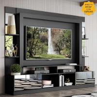 Rack Estante com Painel Tv 65 e Espelho Oslo Preto e branco
