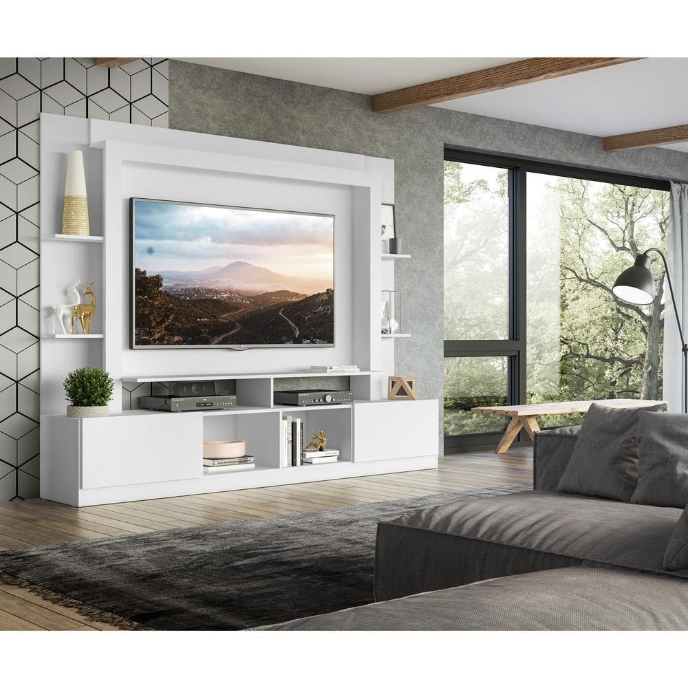 Rack Estante com Painel Tv 65 e 2 Portas Oslo Branco - 7