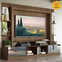 Rack Estante com Painel Tv 65 e Espelho Oslo Madeirado