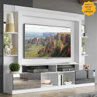 Rack Estante com Painel Tv 65 e Espelho Oslo Branco e Preto - 5