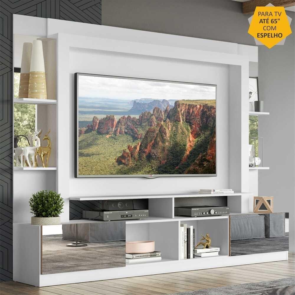 Rack Estante com Painel Tv 65 e Espelho Oslo Branco - 6