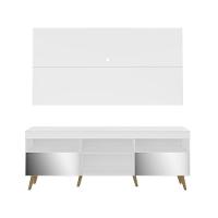 Rack com Painel Tv até 65" Espelho e Pés Retrô Multimóveis - 3