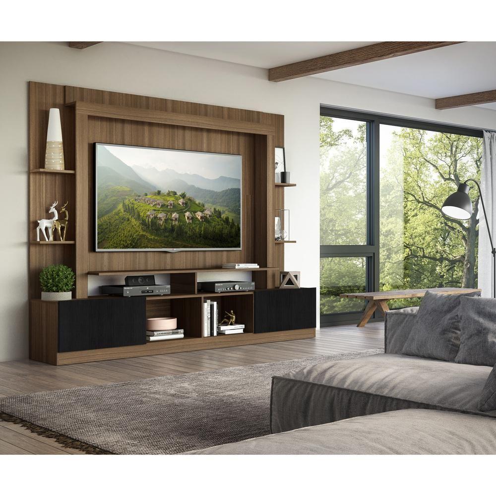 Rack Estante com Painel Tv 65 e 2 Portas Oslo Madeirado - 8