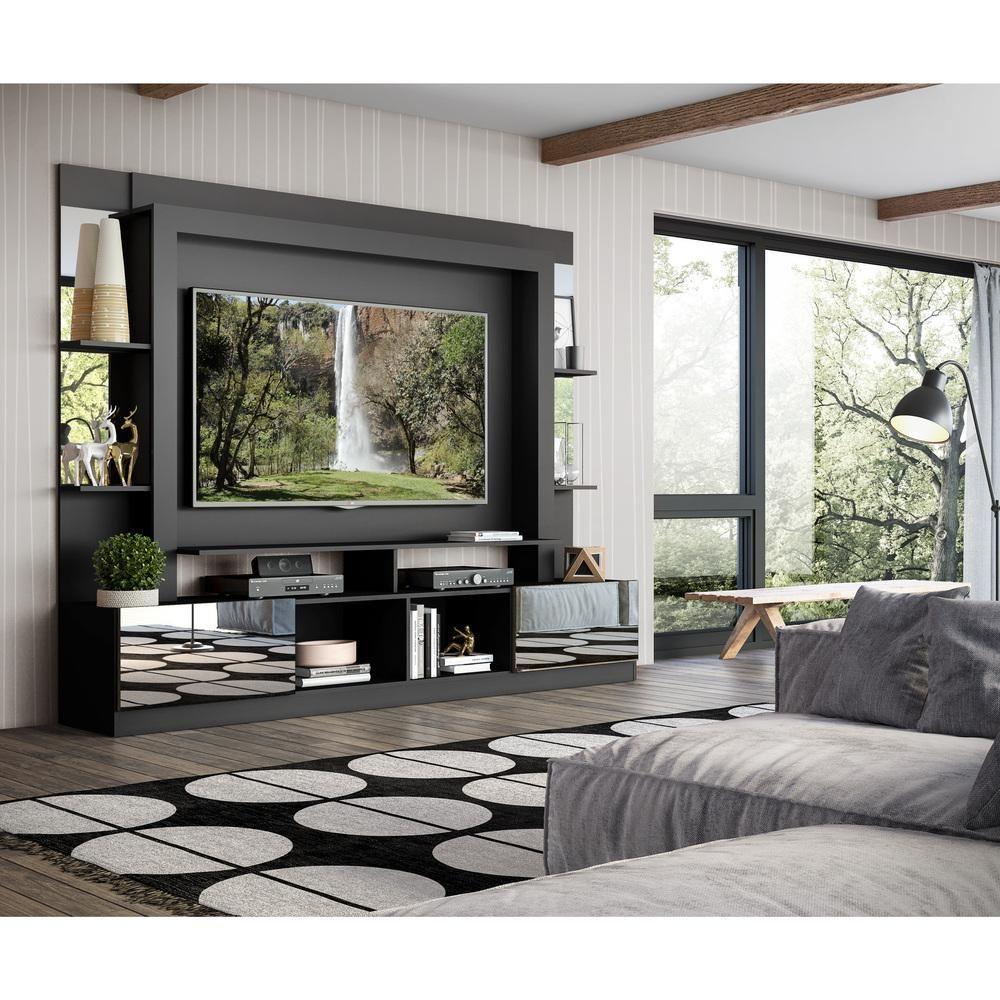 Rack Estante com Painel Tv 65 e Espelho Oslo Preto tenerife - 5