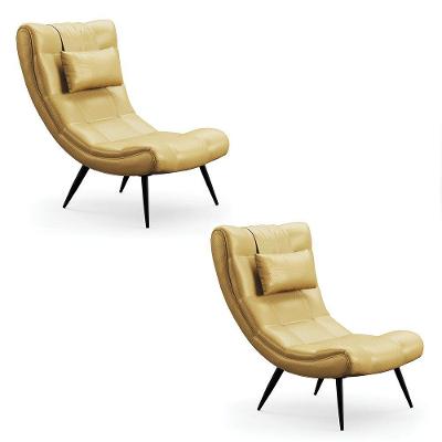 Kit 02 Poltronas Sher Facto Dourado Pés Palito De Ferro