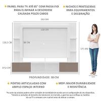Rack Estante com Painel Tv 65 e 2 Portas Oslo Branco - 7
