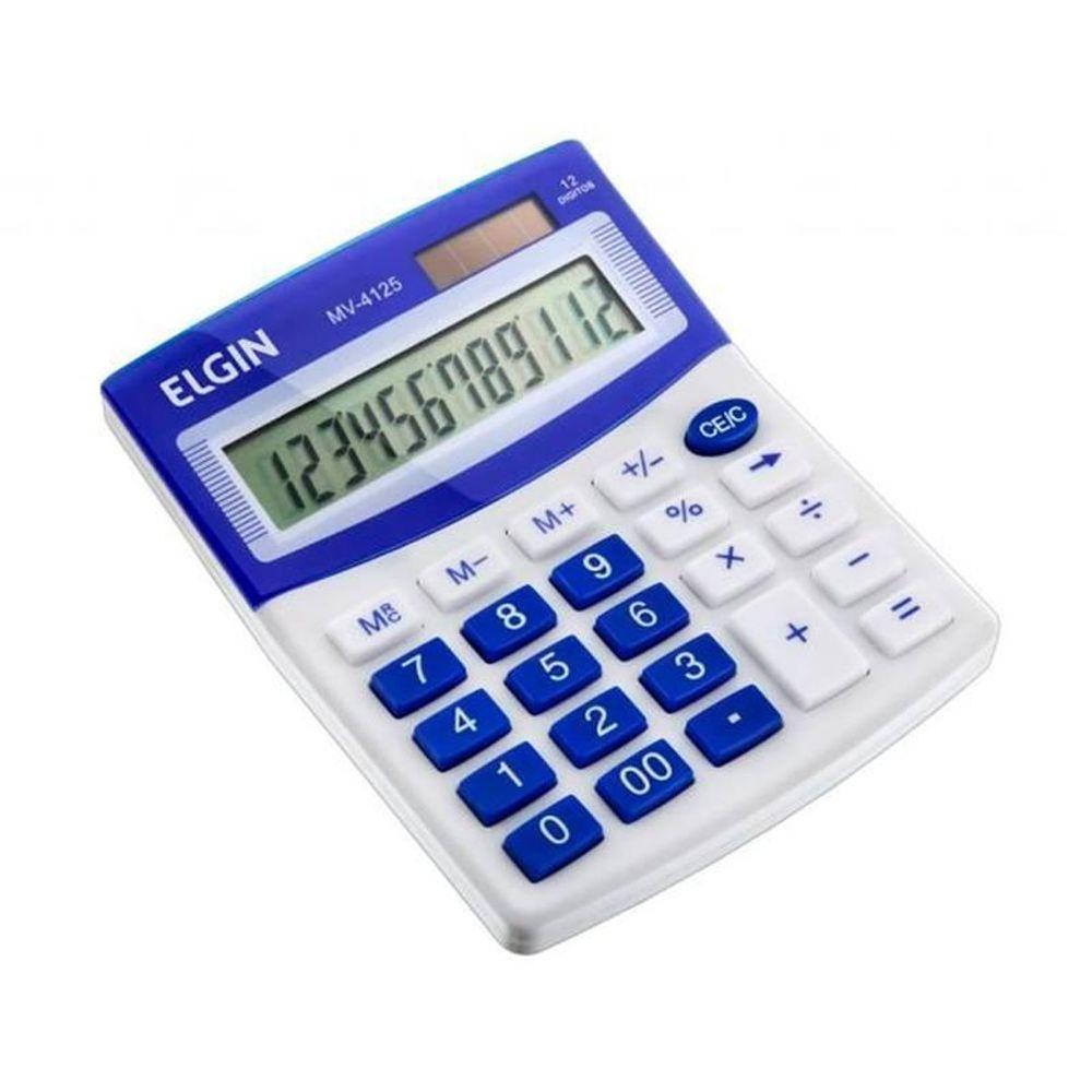 Calculadora Mesa Visor 12 Dig. - Azul Mv4125 Elgin - 1