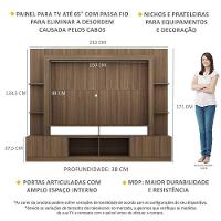 Rack Estante com Painel Tv 65 e 2 Portas Oslo Madeirado - 2