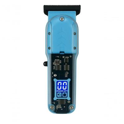 Máquina De Cortar Cabelo Transparente Azul Com Visor Digital Led – Bivolt, Portátil E Recarregável Usb-c