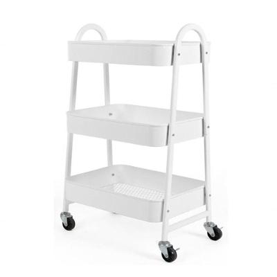 Carrinho Multiuso Organizador 3 Prateleiras – Aço Profissional Com Rodinhas Que Giram 360° Branco