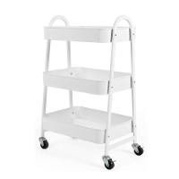 Carrinho Multiuso Organizador 3 Prateleiras – Aço Profissional Com Rodinhas Que Giram 360° Branco - 1
