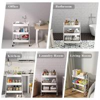 Carrinho Multiuso Organizador 3 Prateleiras – Aço Profissional Com Rodinhas Que Giram 360° Branco - 5