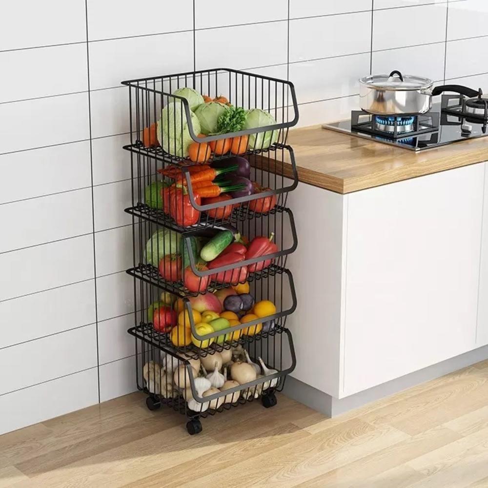 Carrinho Multiuso Organizador Com 5 Prateleiras – Aço Reforçado Com Rodinhas Que Giram 360° Preto - 3