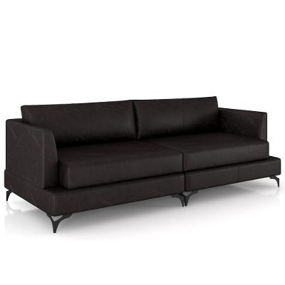 Sofá Living 2 Lugares Para Sala 190cm Pés Metálicos Orin P08 Couro Vinho - Lyam Decor