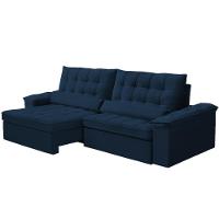 Sofá Retrátil Reclinável Para Sala 4 Lugares 290cm Maresi F04 Veludo Azul - Lyam Decor - 6