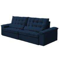 Sofá Retrátil Reclinável Para Sala 4 Lugares 290cm Maresi F04 Veludo Azul - Lyam Decor - 7