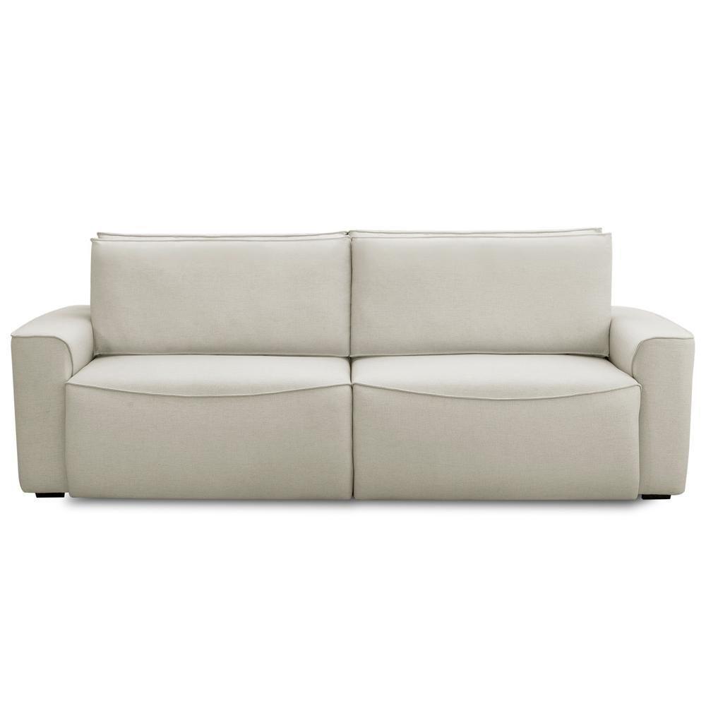 Sofá 4 Lugares Retrátil Reclinável Para Sala De Estar 280cm Odilon F04 Linho Creme - Lyam Decor - 2