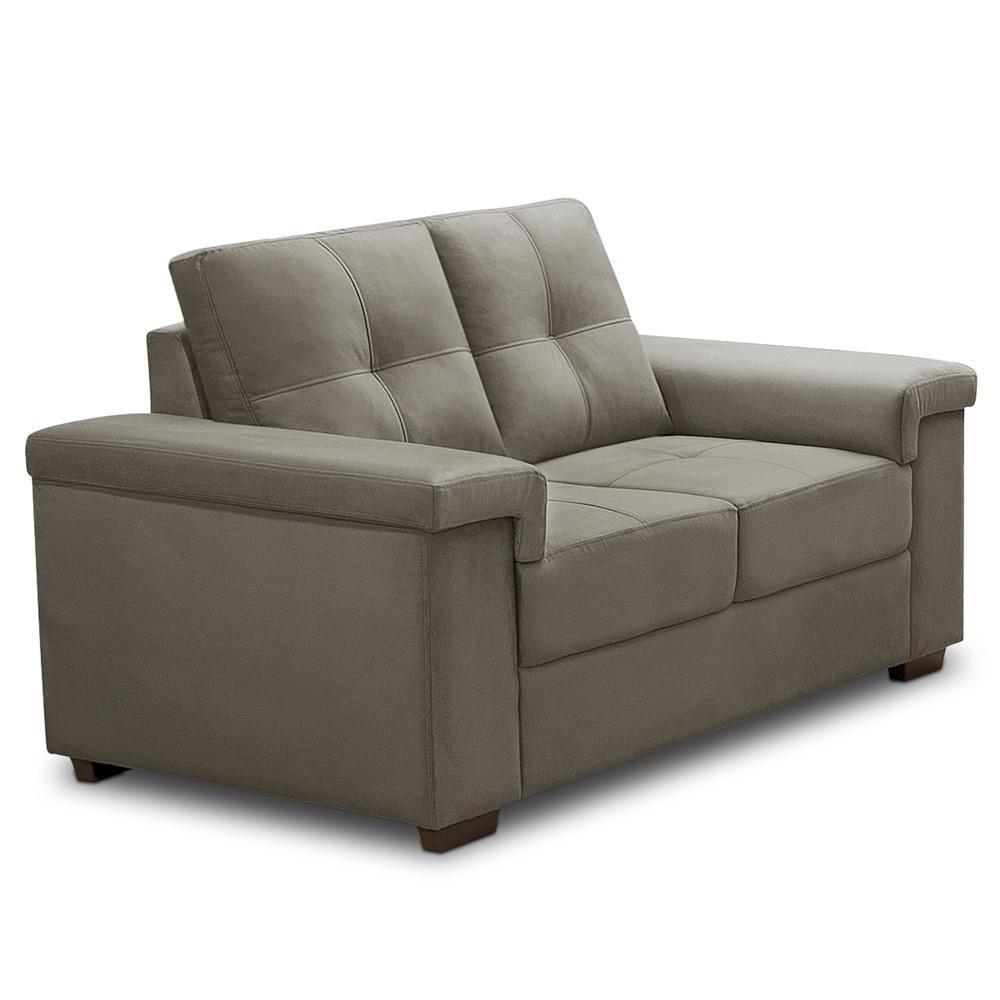 Sofá 2 Lugares Para Sala De Estar Living 153cm Allon F04 Veludo Marrom Claro - Lyam Decor - 1