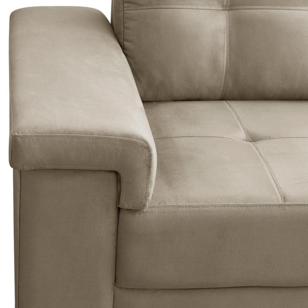 Sofá 2 Lugares Para Sala De Estar Living 153cm Allon F04 Veludo Marrom Claro - Lyam Decor - 7