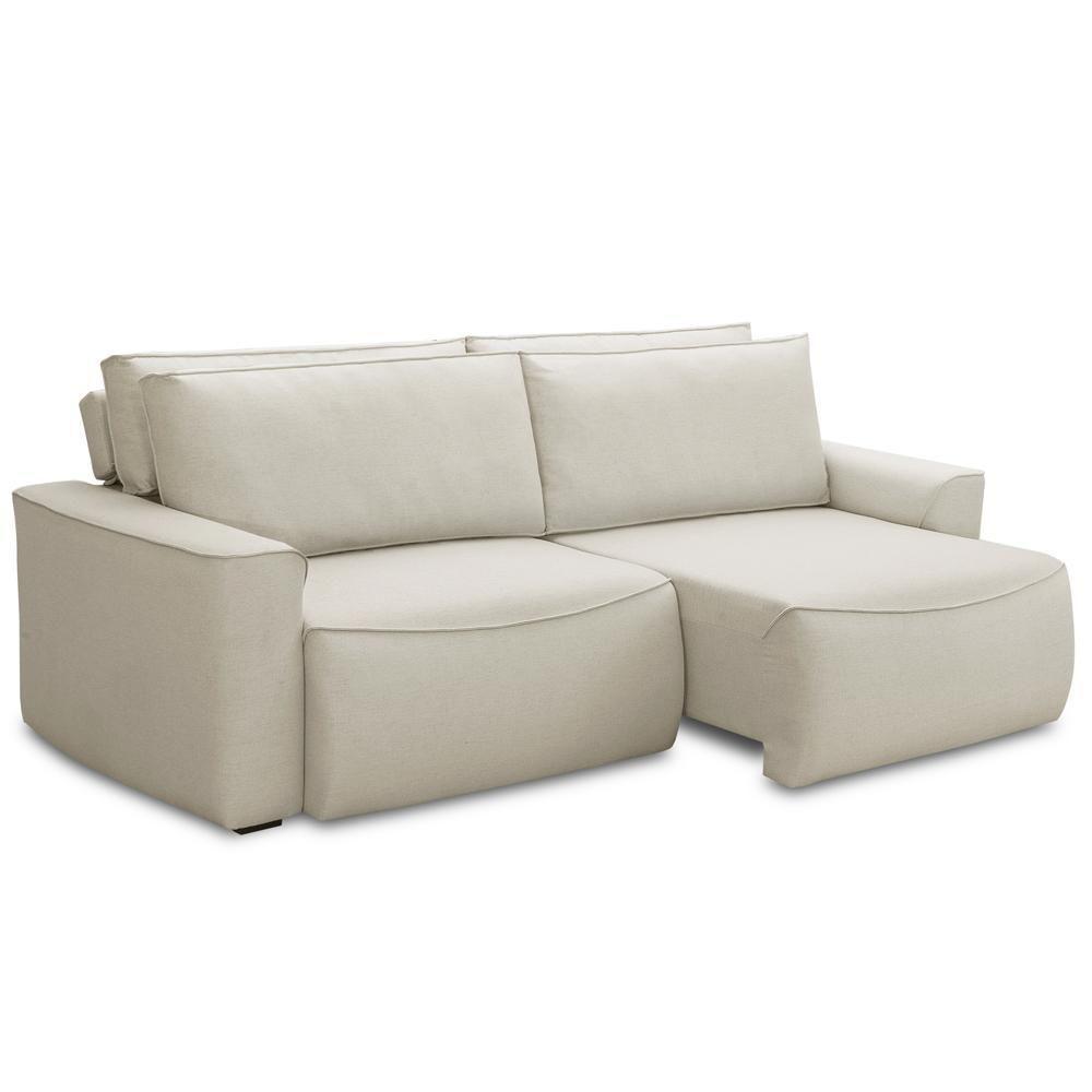 Sofá 3 Lugares Retrátil Reclinável Para Sala De Estar 250cm Odilon F04 Linho Creme - Lyam Decor - 5