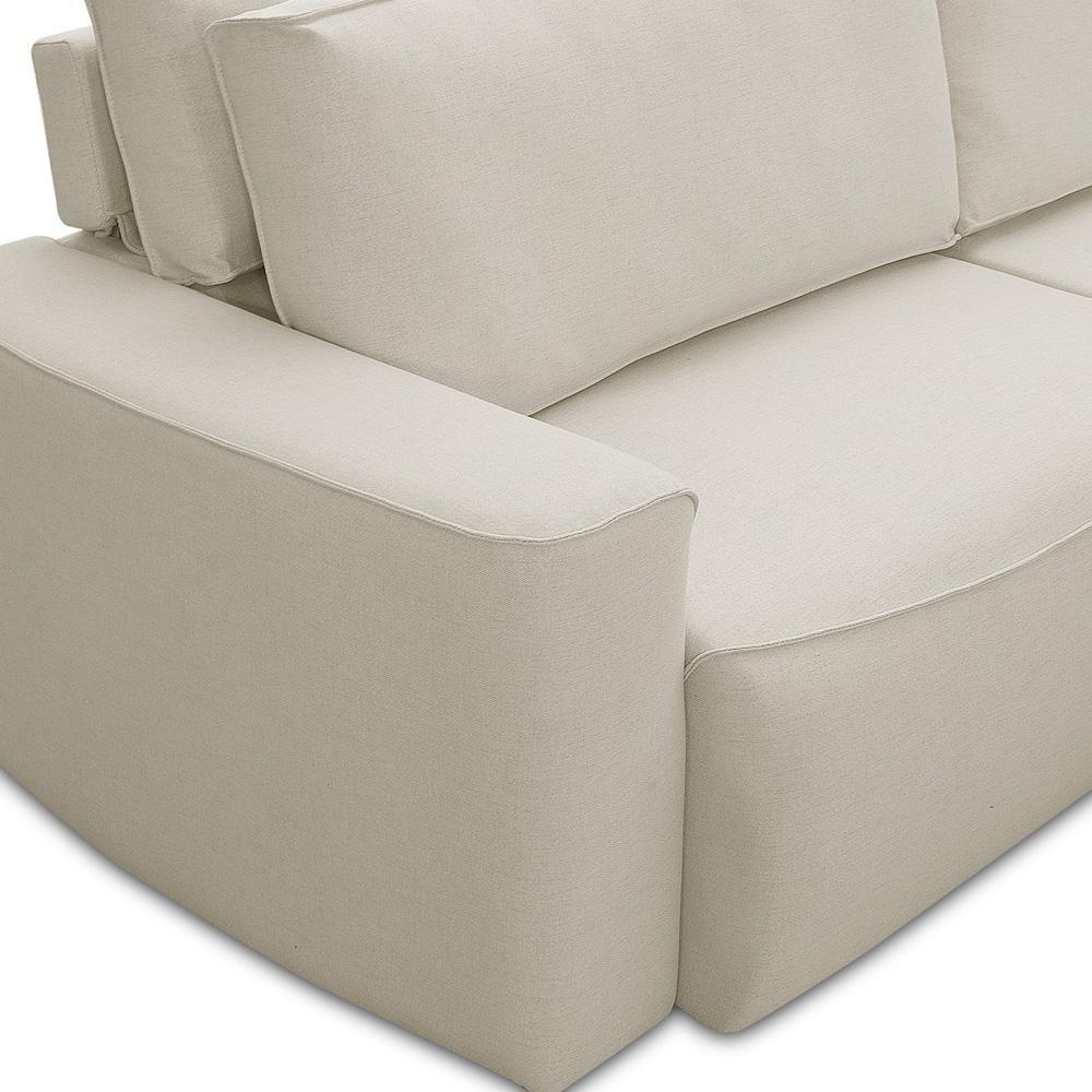 Sofá 3 Lugares Retrátil Reclinável Para Sala De Estar 230cm Odilon F04 Linho Creme - Lyam Decor - 8