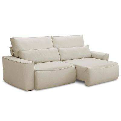 Sofá 3 Lugares Retrátil Reclinável Para Sala De Estar 230cm Odilon F04 Linho Creme - Lyam Decor
