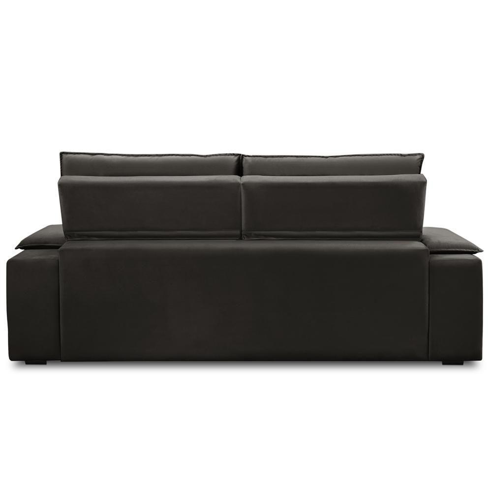 Sofá Retrátil Reclinável Para Sala 3 Lugares 245cm Gordon F04 Veludo Marrom Escuro - Lyam Decor - 8